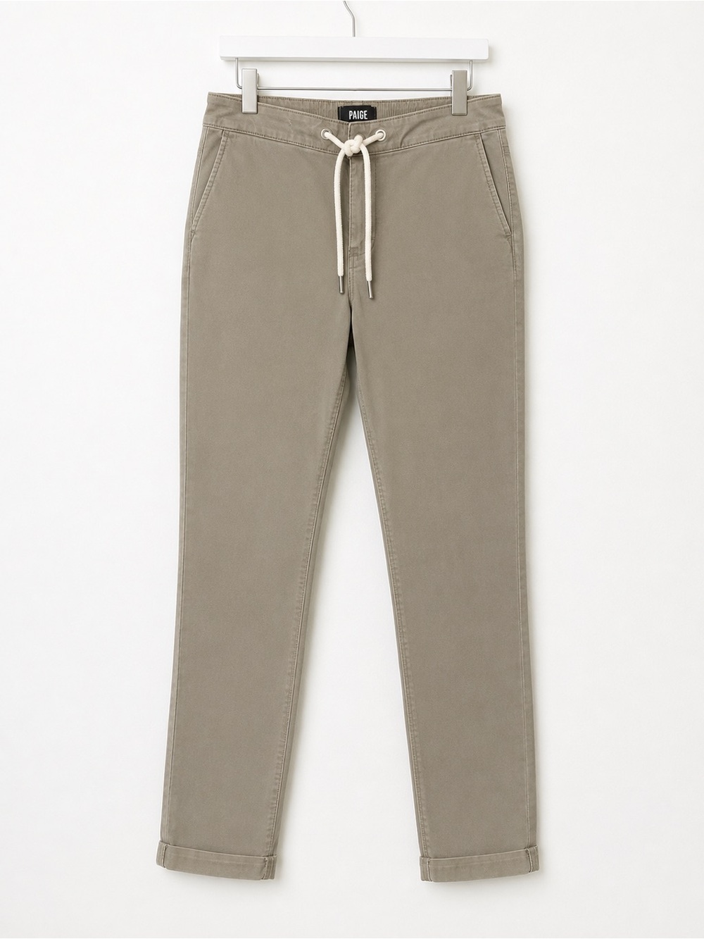 Like New PAIGE Taupe Drawstring Chino Pants
